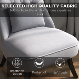 HOMCOM Fabric Single Sofa Dining Chair Tub Chair Upholstered W/ Pillow Solid Wood Leg Home Living Room Furniture Set of 2 Grey - Aosom UK - thumbnail 5