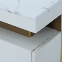 Modern Rectangular Coffee Table with Marble Veneer Top and 2 Wooden Drawers, Table in Trendy Design for Living Room, 100x50x40 cm, White - Aosom UK - thumbnail 9