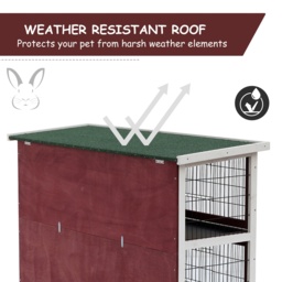 Pawhut Two-Tier Rabbit Hutch, 136.4Lx50Wx93H cm-Brown/White - Aosom UK - thumbnail 9