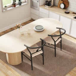 HOMCOM Set of Two Weave Dining Chairs with Y-Shaped Backrest Hemp Seat - Black/Beige - thumbnail 7