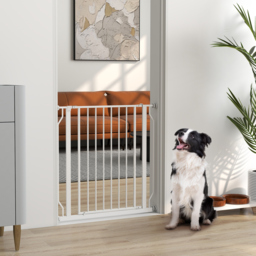PawHut Extra Wide Dog Safety Gate, with Door Pressure, for Doorways, Hallways, Staircases - White - Aosom UK - thumbnail 2