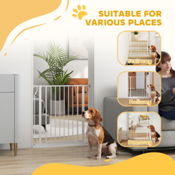 PawHut Extra Wide Dog Safety Gate, with Door Pressure, for Doorways, Hallways, Staircases - White - Aosom UK - thumbnail 7