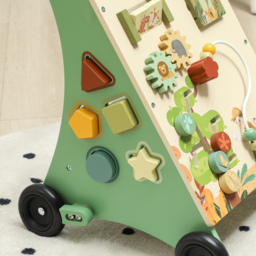 AIYAPLAY Wooden Baby Walker, Push Along Walker Toys with Speed Control, Xylophone, gears and Bead Maze, Green - thumbnail 8