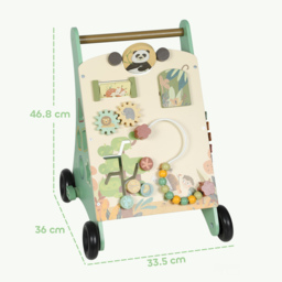 AIYAPLAY Wooden Baby Walker, Push Along Walker Toys with Speed Control, Xylophone, gears and Bead Maze, Green - thumbnail 3