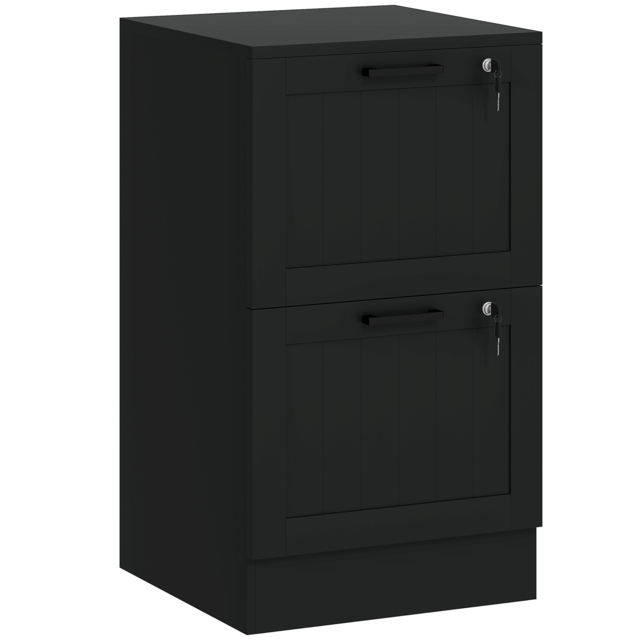 HOMCOM 2 Drawer Filing Cabinet with Lock, Office Storage Cabinet with Adjustable Hanging Bars for A4 Letter Size Files, Black - image 1