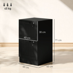 HOMCOM 2 Drawer Filing Cabinet with Lock, Office Storage Cabinet with Adjustable Hanging Bars for A4 Letter Size Files, Black - thumbnail 3