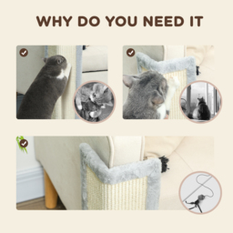 PawHut 56cm Corner Cat Scratching Post with Sisal Scratching Pad, Grey - Aosom UK - thumbnail 6