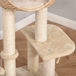 PawHut Cat tree Cat Tower 100cm Climbing Activity Center with Sisal Scratching Post Condo Perch Hanging Balls Teasing Rope Toy Cushion - Aosom UK - thumbnail 8