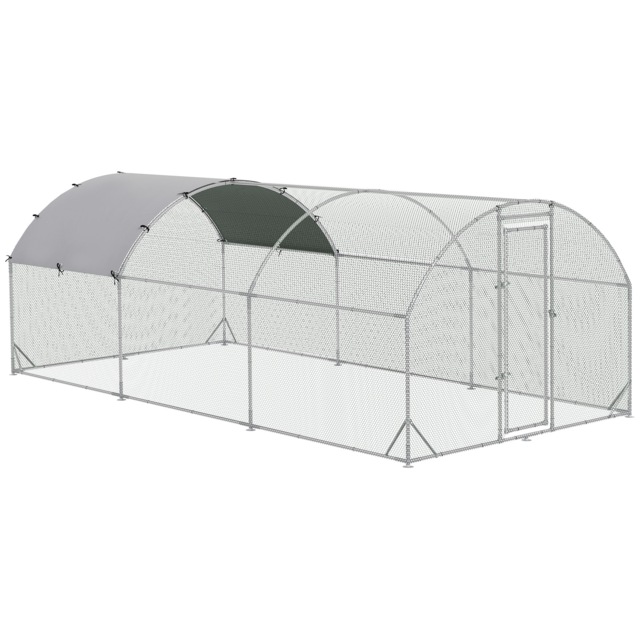 PawHut Galvanised Chicken Coop Large with Cover 5.7x2.8x2m Hen House for Hens Outdoor Durable Secure - Aosom UK - image 1