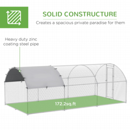 PawHut Galvanised Chicken Coop Large with Cover 5.7x2.8x2m Hen House for Hens Outdoor Durable Secure - Aosom UK - thumbnail 6