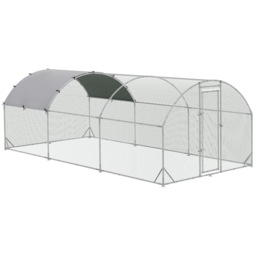PawHut Galvanised Chicken Coop Large with Cover 5.7x2.8x2m Hen House for Hens Outdoor Durable Secure - Aosom UK