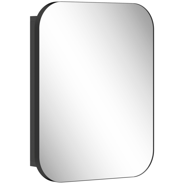HOMCOM Bathroom Medicine Cabinet with Mirror, Bathroom Wall Cabinet with Adjustable Shelves, Soft Close Hinges, Black - image 1