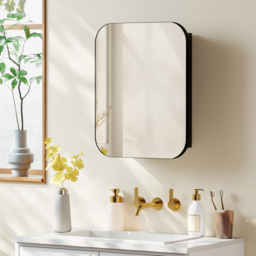 HOMCOM Bathroom Medicine Cabinet with Mirror, Bathroom Wall Cabinet with Adjustable Shelves, Soft Close Hinges, Black - thumbnail 9