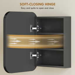 HOMCOM Bathroom Medicine Cabinet with Mirror, Bathroom Wall Cabinet with Adjustable Shelves, Soft Close Hinges, Black - thumbnail 8