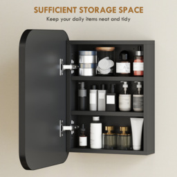 HOMCOM Bathroom Medicine Cabinet with Mirror, Bathroom Wall Cabinet with Adjustable Shelves, Soft Close Hinges, Black - thumbnail 5
