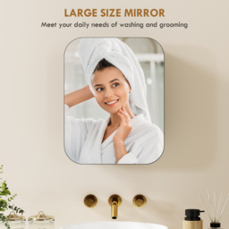 HOMCOM Bathroom Medicine Cabinet with Mirror, Bathroom Wall Cabinet with Adjustable Shelves, Soft Close Hinges, Black - thumbnail 6