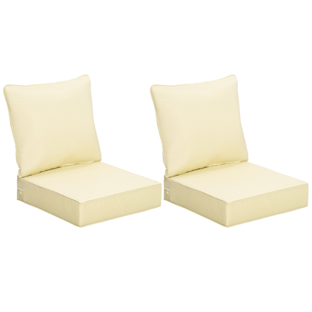 Outsunny 4 Pieces Outdoor Seat and Back Cushion Set Patio Deep Seating Chair Replacement Cushion, Beige - image 1