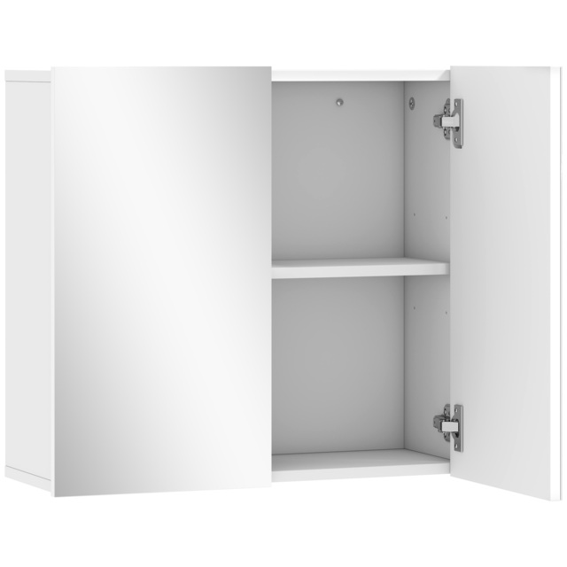 HOMCOM Double-Door Bathroom Mirror Cabinet - White - image 1