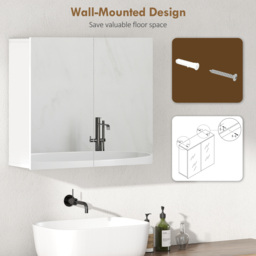 HOMCOM Double-Door Bathroom Mirror Cabinet - White - thumbnail 7