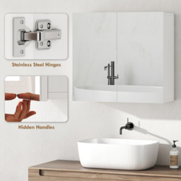 HOMCOM Double-Door Bathroom Mirror Cabinet - White - thumbnail 8