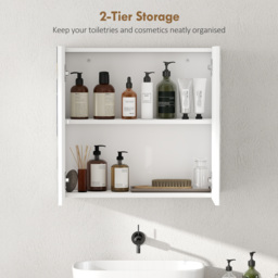 HOMCOM Double-Door Bathroom Mirror Cabinet - White - thumbnail 4