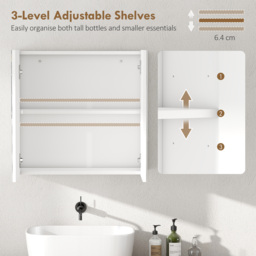 HOMCOM Double-Door Bathroom Mirror Cabinet - White - thumbnail 5