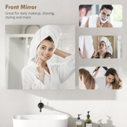 HOMCOM Double-Door Bathroom Mirror Cabinet - White - thumbnail 6