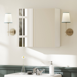 HOMCOM Double-Door Bathroom Mirror Cabinet - White - thumbnail 9