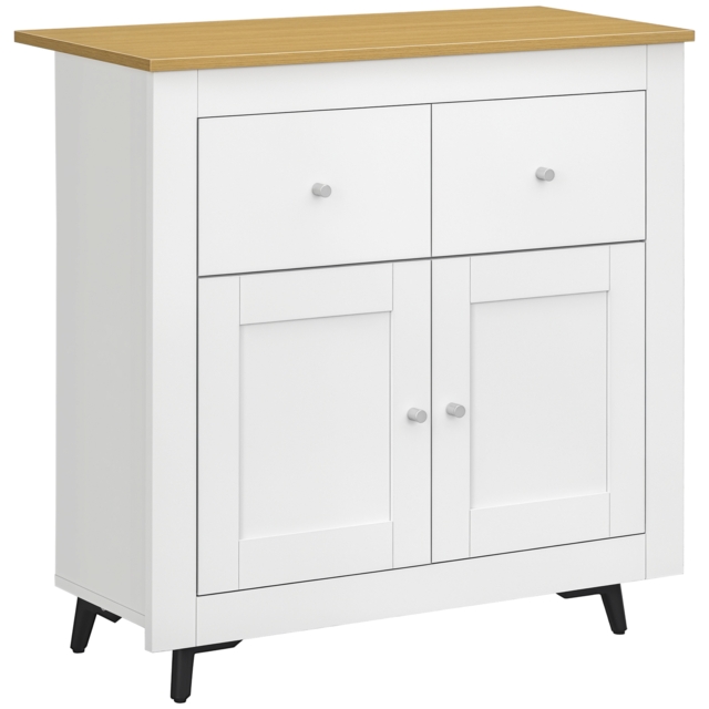 HOMCOM Sideboard Cabinet, Modern Kitchen Cupboard with Double Doors and Drawers for Dining Room, Living Room and Entryway, White - Aosom UK - image 1