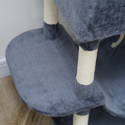 PawHut 206cm Cat Tree, Multi-Level Cat Tower with Scratching Posts and Board, Beds, Condos, Platforms, Toy Balls, Dark Grey - thumbnail 9