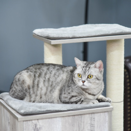PawHut Multi-Level Cat Tree Tower Activity Center Climbing Stand Kitten House Furniture with Scratching Posts Condo Perch Plush Cushion Grey - thumbnail 9