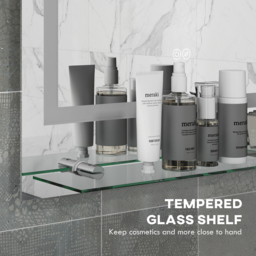 kleankin Illuminated Vanity Mirror: Smart LED Lighting, Anti-Fog, Shelving, 3 Colour Modes, 80x60cm - Aosom UK - thumbnail 7