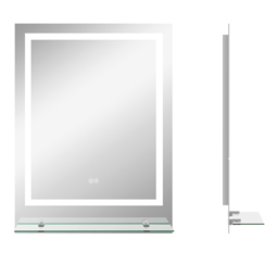 kleankin Illuminated Vanity Mirror: Smart LED Lighting, Anti-Fog, Shelving, 3 Colour Modes, 80x60cm - Aosom UK - thumbnail 1
