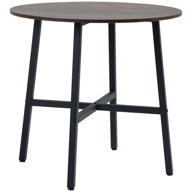 HOMCOM Round Kitchen with Steel Legs, Table Dining Room Table for 4 people, Industrial Style Kitchen Table, Rustic Brown - Aosom UK - image 1