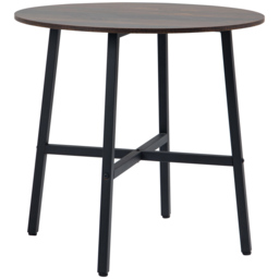 HOMCOM Round Kitchen with Steel Legs, Table Dining Room Table for 4 people, Industrial Style Kitchen Table, Rustic Brown - Aosom UK - thumbnail 1