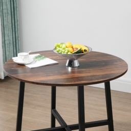 HOMCOM Round Kitchen with Steel Legs, Table Dining Room Table for 4 people, Industrial Style Kitchen Table, Rustic Brown - Aosom UK - thumbnail 8