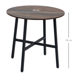 HOMCOM Round Kitchen with Steel Legs, Table Dining Room Table for 4 people, Industrial Style Kitchen Table, Rustic Brown - Aosom UK - thumbnail 3