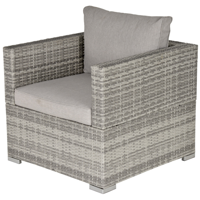 Outsunny Outdoor Patio Furniture Single Rattan Sofa Chair Padded Cushion All Weather for Garden Poolside Balcony Grey - image 1