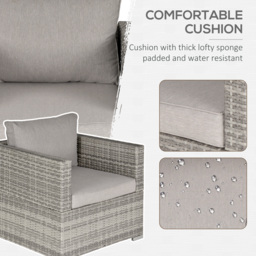 Outsunny Outdoor Patio Furniture Single Rattan Sofa Chair Padded Cushion All Weather for Garden Poolside Balcony Grey - thumbnail 5