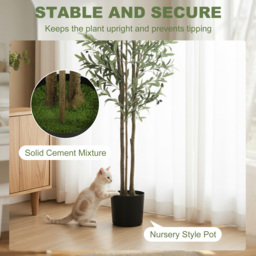 HOMCOM 175 cm Artificial Olive Tree, Tall Faux Plant with 787 Leaves & Adjustable Branches, - thumbnail 6