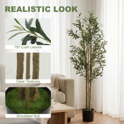 HOMCOM 175 cm Artificial Olive Tree, Tall Faux Plant with 787 Leaves & Adjustable Branches, - thumbnail 4