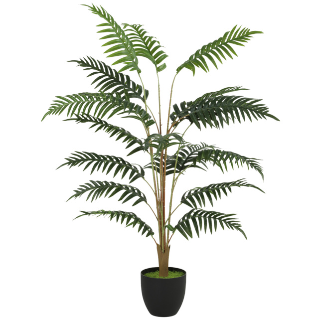 HOMCOM Artificial Fern Topiary Tree, Realistic Artificial Plant in Cement Pot, Fake Plant, 120cm - image 1