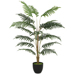 HOMCOM Artificial Fern Topiary Tree, Realistic Artificial Plant in Cement Pot, Fake Plant, 120cm - thumbnail 1