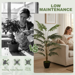 HOMCOM Artificial Fern Topiary Tree, Realistic Artificial Plant in Cement Pot, Fake Plant, 120cm - thumbnail 5