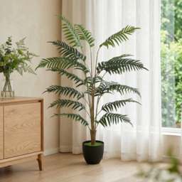 HOMCOM Artificial Fern Topiary Tree, Realistic Artificial Plant in Cement Pot, Fake Plant, 120cm - thumbnail 8