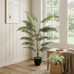 HOMCOM Artificial Fern Topiary Tree, Realistic Artificial Plant in Cement Pot, Fake Plant, 120cm - thumbnail 9