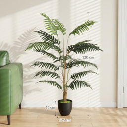 HOMCOM Artificial Fern Topiary Tree, Realistic Artificial Plant in Cement Pot, Fake Plant, 120cm - thumbnail 3