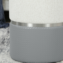 HOMCOM Nesting Round Ottoman with Storage Set of 2 - Cream/Grey - thumbnail 8