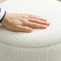 HOMCOM Nesting Round Ottoman with Storage Set of 2 - Cream/Grey - thumbnail 9