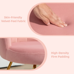 HOMCOM Velvet-Feel Lotus Petal Accent Chair - Pink - Aosom UK - thumbnail 5